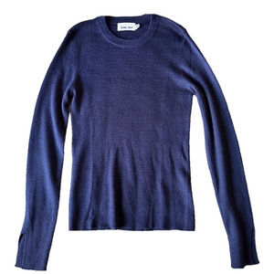 Line & Dot Women’s Crewneck Ribbed Wool Blend Navy Sweater